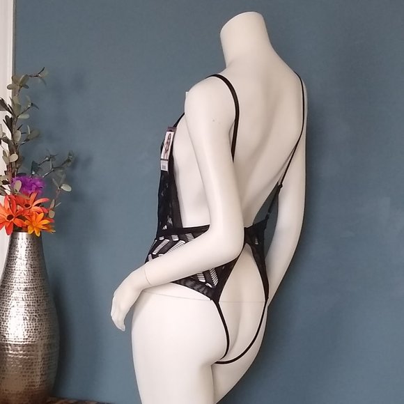 Oh La La Cheri Lingerie Zigzag Woven Mesh Teddy One Size Sexy Cut Out - Picture 6 of 10